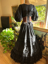 Load image into Gallery viewer, Outrageous 1970’s Vintage Black Cotton Ruffle Dress by Fernando Huertas