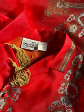 Load image into Gallery viewer, 1970’s Vintage Silver and Gold Print Hostess Dress by Alfred Shaheen