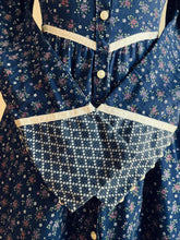 Load image into Gallery viewer, Authentic 1970’s vintage navy calico Gunne Sax midi duster dress