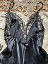 Load image into Gallery viewer, Deadstock 1980’s vintage Black Satin and Lace teddy by Ms Leslee