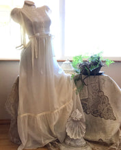 Load image into Gallery viewer, 1970's vintage ivory pintuck maxi dress by Candi Jones