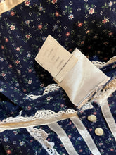 Load image into Gallery viewer, Authentic 1970’s vintage navy calico side tie Gunne Sax midi sundress