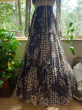 Load image into Gallery viewer, Autumn 1970’s vintage Batik Stain Glass Voile Gunne Sax Maxi Dress