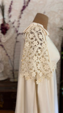 Load image into Gallery viewer, 1960’s Vintage Ivory Linen and Fern Lace Shift Dress and Trained Vest Bridal Set
