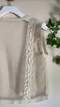 Load image into Gallery viewer, Handmade Vintage cream Fishnet and Crochet Vest
