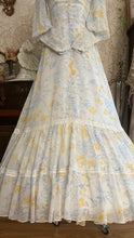 Load image into Gallery viewer, Beautiful 1970’s vintage White Voile Marigold Print Gunne Sax dress
