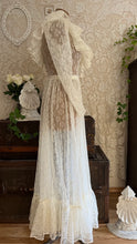 Load image into Gallery viewer, Ethereal Homemade 1970’s Vintage Sheer Ivory Lace Gunne Dress
