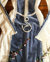 Load image into Gallery viewer, 1970’s Vintage Stormy Sea Blue Velveteen and Poplin Gunne Sax Dress
