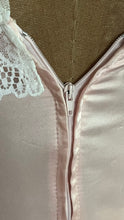 Load image into Gallery viewer, Sweetheart 1980’s Vintage Pink Satin and Ruffled White Lace Gown

