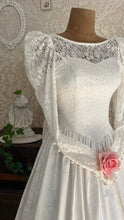 Load image into Gallery viewer, Fairytale 1980’s Vintage White Floral Cotton Bridal Gown by Laura Ashley
