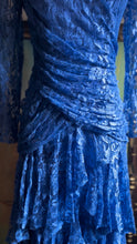 Load image into Gallery viewer, Sale~ 1980’s Vintage Royal Blue Lace Dress by A La Carte
