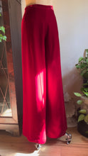 Load image into Gallery viewer, 1970’s Vintage Blood Red Velvet Bell Bottom Palazzo Pants
