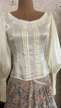 Load image into Gallery viewer, 1970’s vintage Butter Cream Satin Gunne Sax Button Back Blouse
