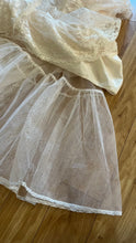Load image into Gallery viewer, Dream 1980’s Deadstock Vintage Pink Lace and Sequin Strapless Gown with armlets
