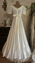 Load image into Gallery viewer, Beauty 1970's vintage white lace and poplin maxi dress
