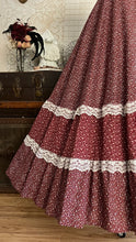 Load image into Gallery viewer, Perfect 1970’s Vintage Red Calico and velveteen Gunne Sax Maxi Sundress
