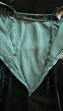 Load image into Gallery viewer, Medieval beauty 1970’s Vintage dark green velvet balloon sleeve dress
