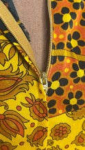 Load image into Gallery viewer, Psychedelic 1960’s Vintage Floral Patchwork Print Barkcloth Mini Dress Paradise Hawaii of Honolulu
