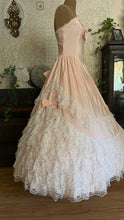 Load image into Gallery viewer, Beautiful 1980’s Vintage Pink Lace and Taffeta Strapless Dream Dress
