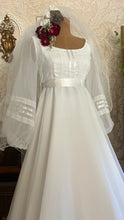Load image into Gallery viewer, Breathtaking 1970’s Vintage White Chiffon Bridal Gown Wedding Dress by Lorrie Deb of San Francisco
