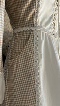 Load image into Gallery viewer, Soft and cozy 1970’s Vintage Beige Gingham and Poplin Gunne Sax Dress
