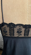 Load image into Gallery viewer, 1970’s Vintage Black Nylon and Lace Camisole by Formfit Rogers
