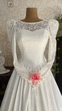 Load image into Gallery viewer, Fairytale 1980’s Vintage White Floral Cotton Bridal Gown by Laura Ashley
