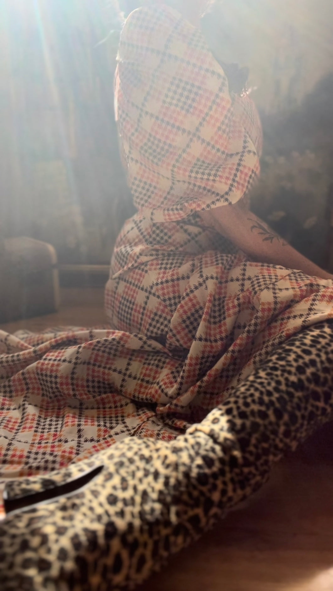 Handmade Vintage Houndstooth Plaid Print Maxi Dress