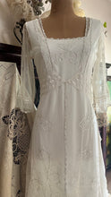 Load image into Gallery viewer, Pretty 2000’s Y2K era Ivory and White Embroidered Net Dress and Slip by Nataya
