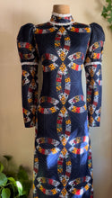 Load image into Gallery viewer, Amazing 1970’s Vintage Geometric Patchwork print Maxi Dress
