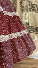Load image into Gallery viewer, Perfect 1970’s Vintage Red Calico and velveteen Gunne Sax Maxi Sundress
