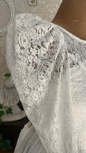 Load image into Gallery viewer, Fairytale 1980’s Vintage White Floral Cotton Bridal Gown by Laura Ashley
