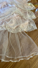 Load image into Gallery viewer, Perfect Fairytale 1980’s Vintage Pink Satin and Ivory Lace Off Shoulder Gown

