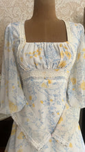 Load image into Gallery viewer, Beautiful 1970’s vintage White Voile Marigold Print Gunne Sax dress
