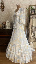 Load image into Gallery viewer, Beautiful 1970’s vintage White Voile Marigold Print Gunne Sax dress
