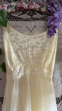 Load image into Gallery viewer, Authentic 1950’s sunshine yellow chiffon Vanity Fair peignoir nightgown and robe set
