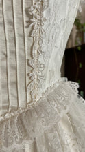 Load image into Gallery viewer, Stunning 1980’s Vintage White Satin and Tiered Lace Dream Dress
