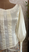 Load image into Gallery viewer, 1970’s vintage Butter Cream Satin Gunne Sax Button Back Blouse
