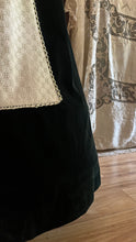 Load image into Gallery viewer, Medieval vibes 1970’s vintage Darkest Green Velveteen Candi Jones Dress

