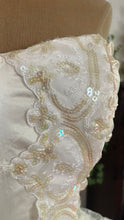Load image into Gallery viewer, Dream 1980’s Deadstock Vintage Pink Lace and Sequin Strapless Gown with armlets
