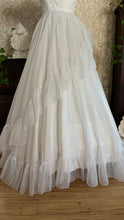 Load image into Gallery viewer, 1950’s Vintage One Shoulder Ruffled White Chiffon Gown by Mike Benet Formals
