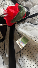 Load image into Gallery viewer, Outrageous 1970’s Vintage Black and White Swiss Dot Chiffon One Shoulder Illustrated Dress
