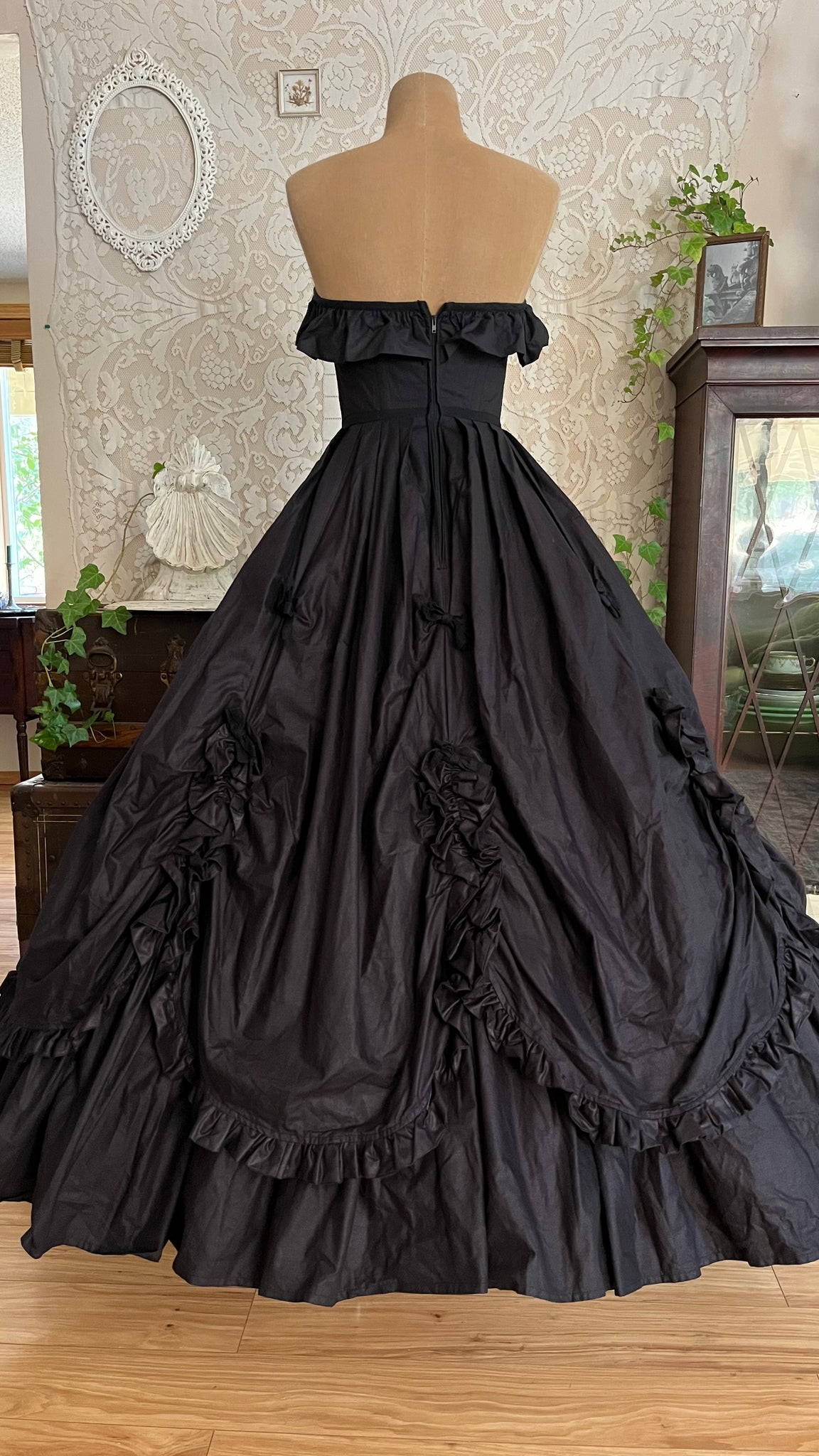 Gothic Fairytale 1980's Vintage Black Cotton Bridal Gown by Laura Ashl Strange Vintage Gothic Fairytale 1980's Vintage Black Cotton Bridal Gown by Laura Ashl Strange Vintage