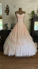 Load image into Gallery viewer, Beautiful 1980’s Vintage Pink Lace and Taffeta Strapless Dream Dress
