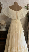Load image into Gallery viewer, Butter Cream Cotton Crepe 1970’s 1980’s Vintage Off Shoulder Dress
