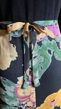 Load image into Gallery viewer, Cozy 1980’s Vintage Black Velveteen and Floral Print Chiffon Dress by Adini
