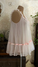 Load image into Gallery viewer, Absolutely Adorable 1970s Vintage Pink Chiffon &amp; Lace Babydoll Chemise
