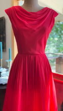 Load image into Gallery viewer, Gorgeous 1950’s Vintage Cherry Red Silk Chiffon Dress

