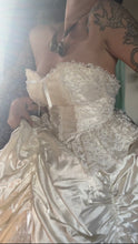 Load image into Gallery viewer, Perfect Cupcake 1970's Vintage Ivory Satin and White Lace Gown
