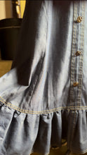 Load image into Gallery viewer, Handmade Vintage Gold Horse Button Down Denim Prairie Skirt
